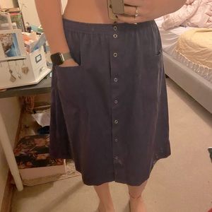 Retro Button Up Purple Skirt w Deep Pockets
